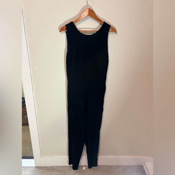 Women’s Marine Layer Black Sleeveless Romper Jumpsuit Large Tie Back - Picture 1 of 4
